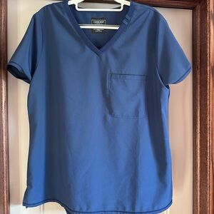 Cherokee Collection Women's 1-Pocket STRETCH Rib-Knit Tuck In V-Neck Scrub Large